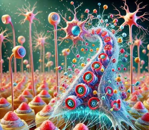 Figura 3. Representación imaginativa del caracol cono en su hábitat marino, destacando su aparato venenoso y su compleja biología adaptativa.