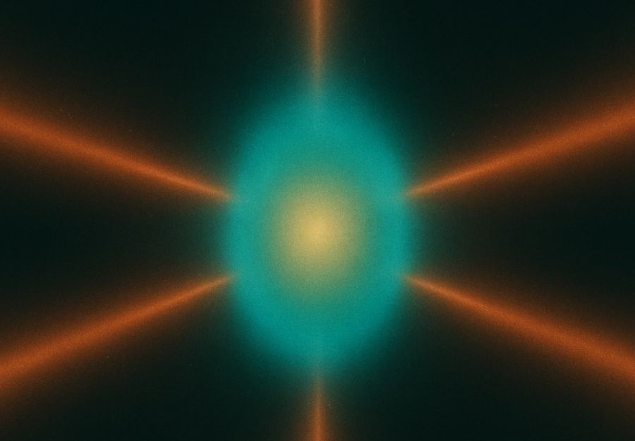 Figura 2. Visualización artística de un condensado de Bose-Einstein confinado ópticamente.