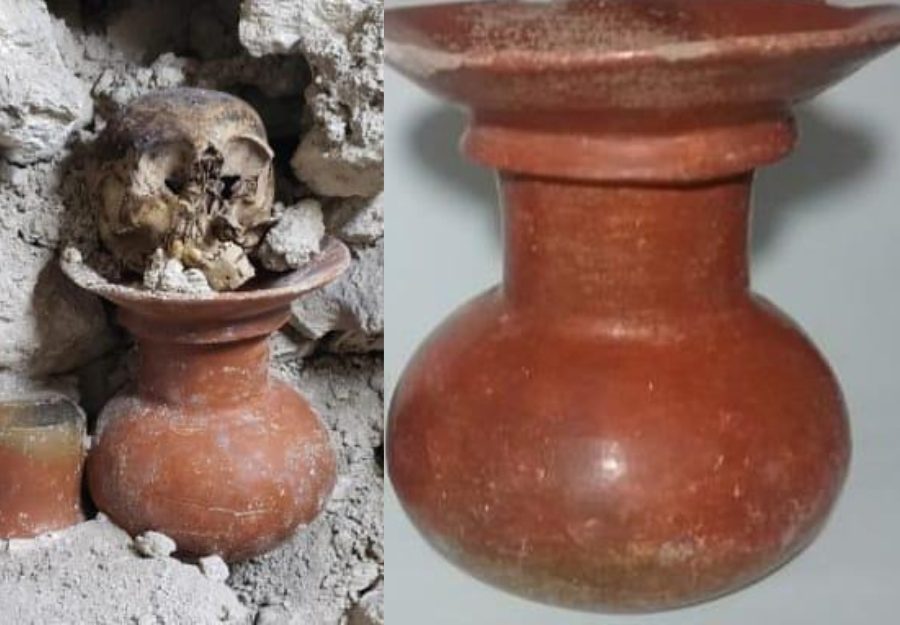 Fotografía 3: Estrada-Belli, 2019, pp. 7, 82-83. <<Izquierda>> Ofrenda HOL.T.93.98, <<Derecha>> Vasija de silueta compuesta.