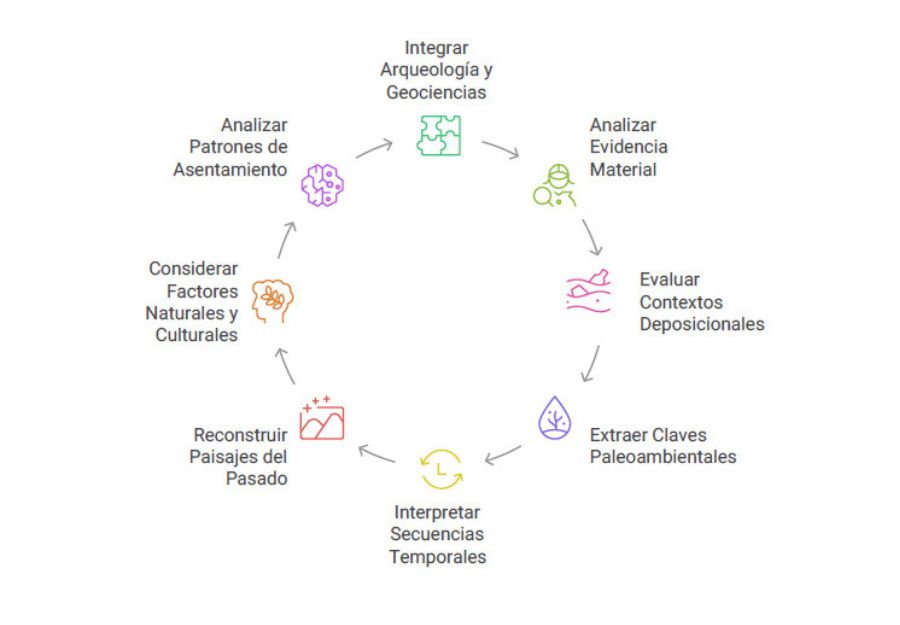Figura 3 Ciclo metodológico de la geoarqueología. Elaboración propia con apoyo de Napkin AI (2026).